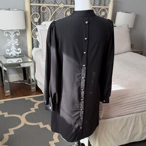 Super Cute Black Long Sleeve Dress w/ Adorable Silver Buttons Down The Back 4